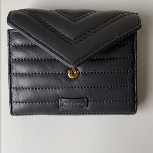 Allsaints Justine clap leather cardholder